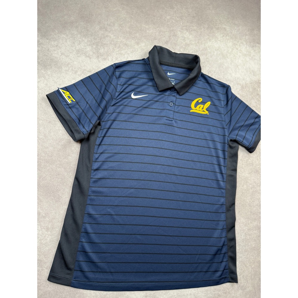 Nike Cal Bears Berkeley Dri-FIT Polo Shirt Men M Navy Stripe ACC Logo Game Day - Picture 10 of 16